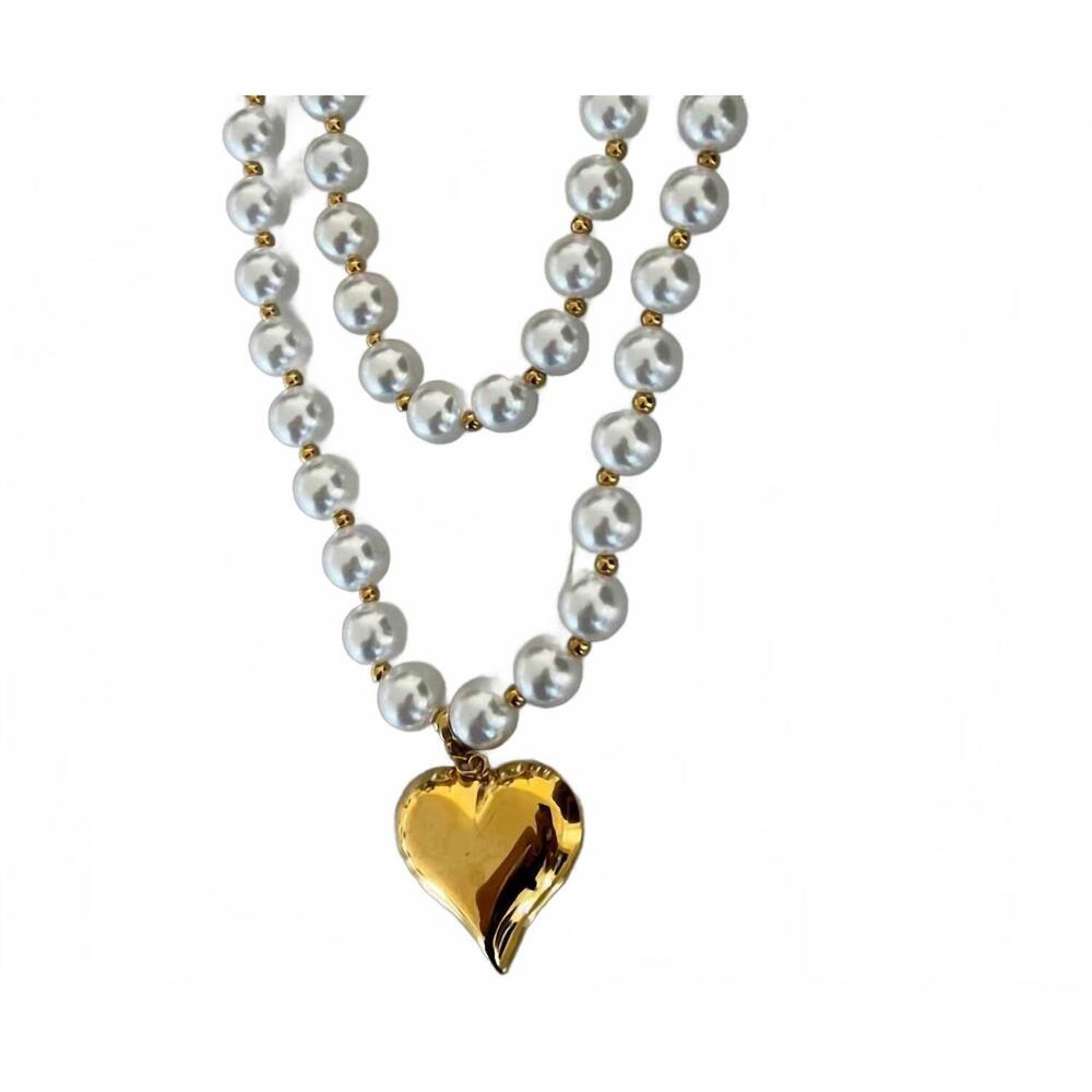 NEW CHANSUTTPEARLS wrap around heart necklace in pearl